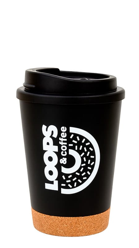 Vaso de 260ml - de pp con base corcho natural - loops and Coffee